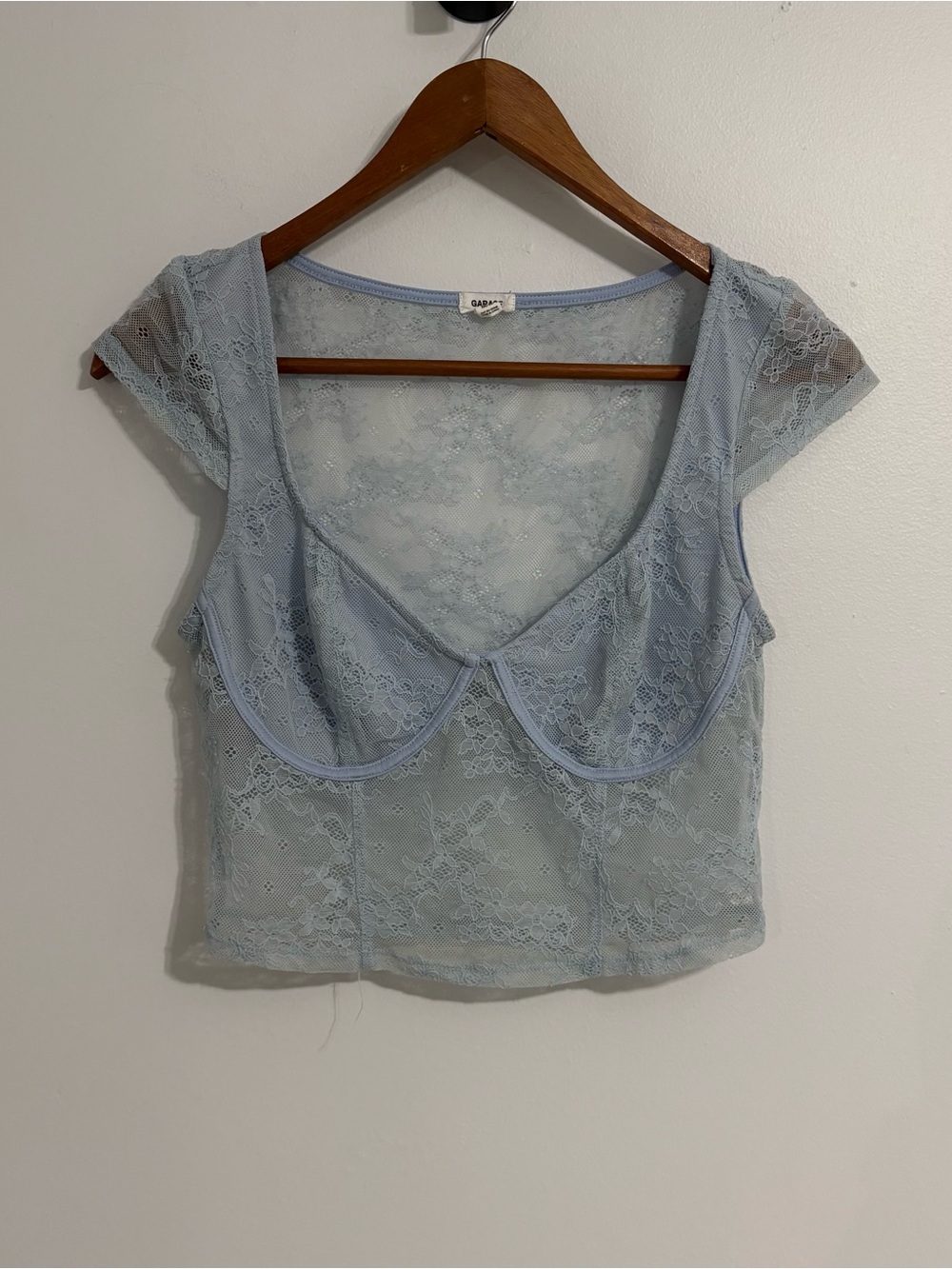 Garage Baby Blue Lace Medium Crop Top